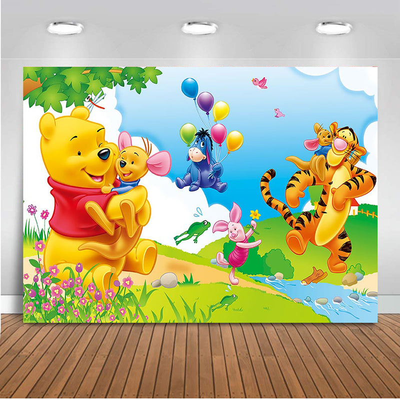Photography Backgrounds Winnie The Pooh Tigger Theme Flowers Children Professional Indoor Studio Photo Backdrop