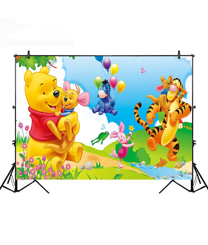 Photography Backgrounds Winnie The Pooh Tigger Theme Flowers Children Professional Indoor Studio Photo Backdrop