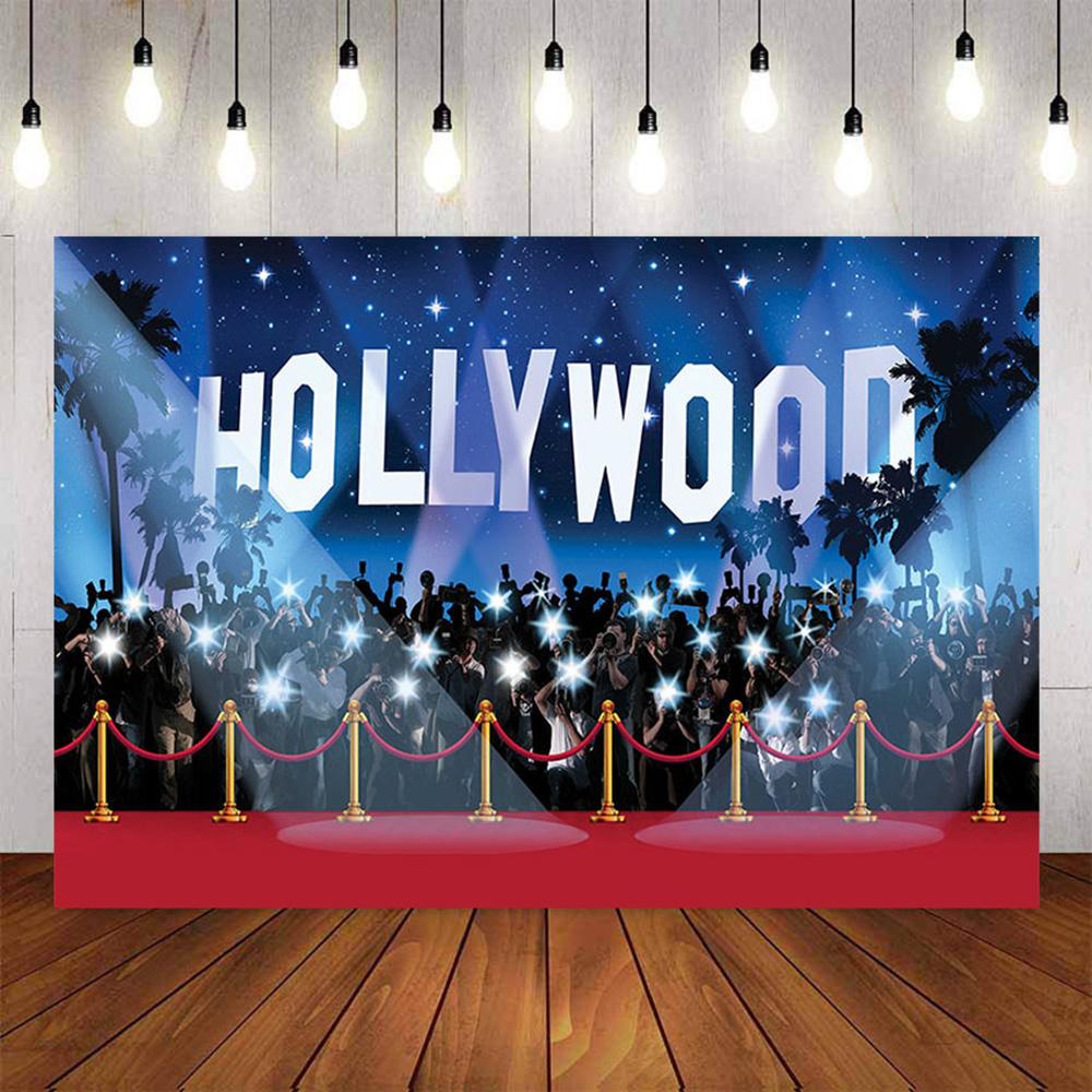 Vinyl photography backdrop Star red carpet glare center of Hollywood adult birthday party Decor Banner Backdrop Photo Studio