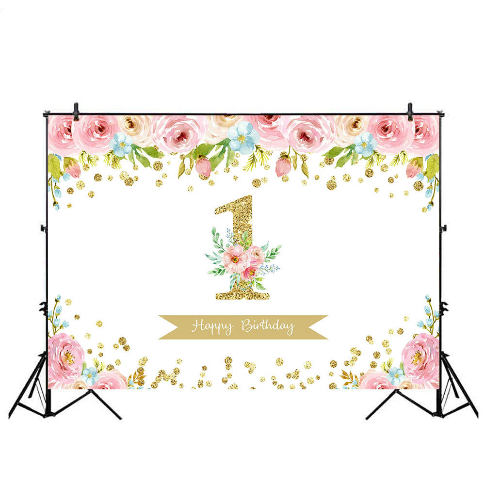 1st Birthday Party Decoration Backdrop for Photography Newborn Baby Shower Photo Background Flowers Party