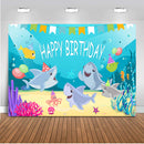 Bebé Feliz Cumpleaños Fiesta Telón de Fondo 1er 2do 3er Vinilo Fotografía Fondo Mundo Submarino Dibujos Animados Bebé Ballena Telón de Fondo Tiburón Estrella de Mar Pastel Regalos Decoración de Cumpleaños Niños