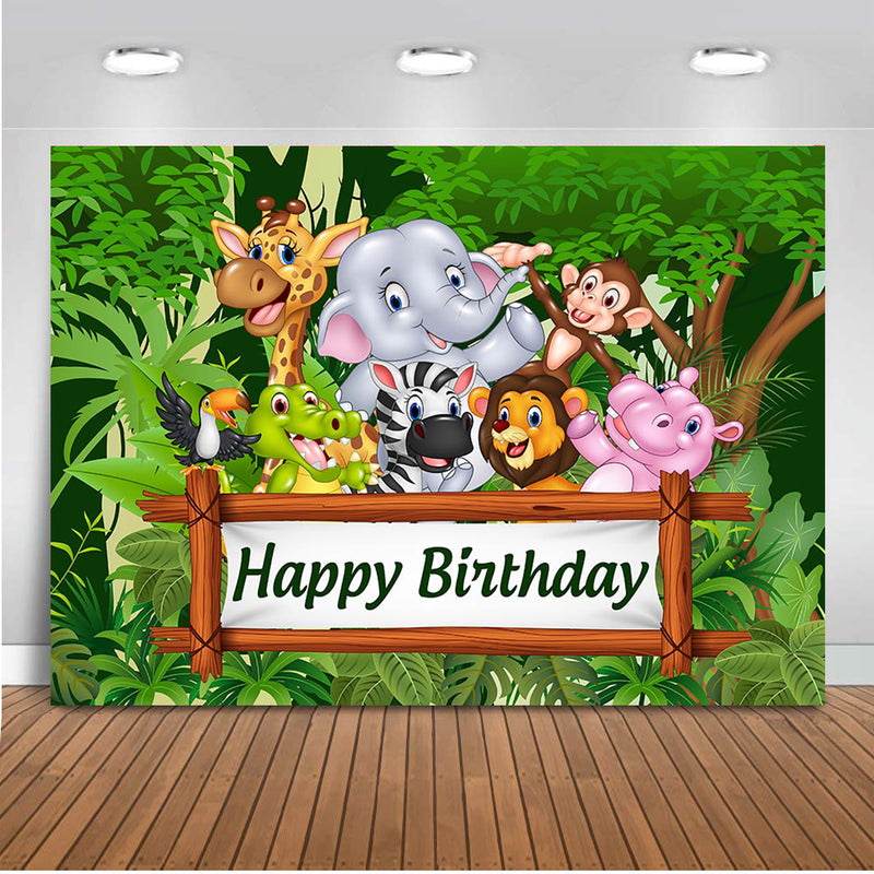 Safari Party Jungle Backdrop for Photography Forest Happy Birthday Party Decoration Background for Photo Shoot Studio