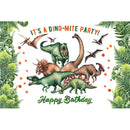 Arrière-plan de joyeux anniversaire de dinosaure pour nouveau-né, décoration de fond de fête d'anniversaire, Jungle, dinosaure sauvage, Studio Photo de forêt verte