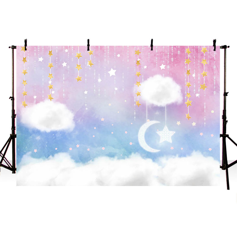 Twinkle Twinkle Little Star Photography Backdrops Moon Background Backdrops Props Clouds Baby Shower Vinyl photo Backdrop Girls