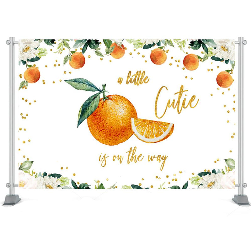 Oranges Baby Shower Backdrop A Little Cutie is on the Way Clementine Baby Shower Party Decor Citrus Gender Neutral Background
