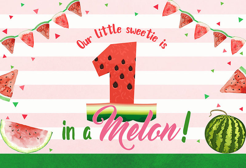 Notre petit chéri est un Melon fête d'anniversaire arrière-plans de photographie pastèque bébé douche toile de fond Studios Photo 
