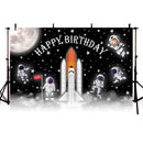 Décoration de fête d'anniversaire dans l'espace, toile de fond ciel étoilé, lune, terre, fusée spatiale, fournitures de fond pour photographie, Studio Photo