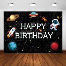Fondo con tema del espacio exterior para cumpleaños de niños, fiesta espacial, decoración de cumpleaños del planeta, fondo fotográfico de astronauta de galaxia a la luna