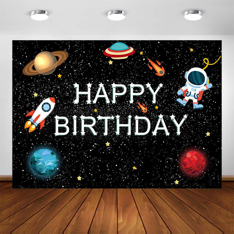 Toile de fond sur le thème de l'espace pour anniversaire d'enfant, décoration d'anniversaire de planète, astronaute de la galaxie sur fond de Photo de la lune