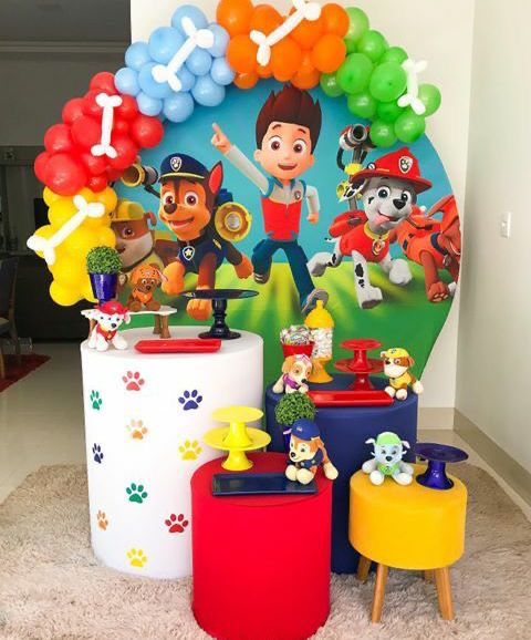 Personalize Paw Patrol Round Backdrop Boys Birthday Circle Background Table Banner Covers