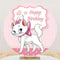 Toile de fond ronde en tissu avec élastique, décorations de fête d'anniversaire pour filles, chat Marie rose, fête prénatale 
