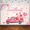 Photography Background A Little Sweetheart Is On Her Way Pink Car Valentine's Day Flower Spring Backdrop Photo Studio