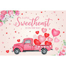 Arrière-plan de photographie une petite chérie est en route, voiture rose, fleur de saint-valentin, arrière-plan de printemps, Studio Photo 