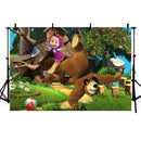 Photography Backdrop Cartoon Birthday Jungle Adventure Theme Party Background Apple Tree Girl Bear Backdrop Photo Studio Banner