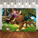 Photography Backdrop Cartoon Birthday Jungle Adventure Theme Party Background Apple Tree Girl Bear Backdrop Photo Studio Banner