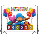 Photographie toile de fond personnages de dessins animés Pocoyo fête d'anniversaire bébé enfant ballon coloré arrière-plans Photo pour Studio Photo 