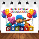 Photographie toile de fond personnages de dessins animés Pocoyo fête d'anniversaire bébé enfant ballon coloré arrière-plans Photo pour Studio Photo 