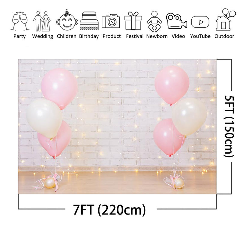 Photography Backdrop Girl Birthday Party Light Brick Wall Balloon Baby Child Portrait Background for Photo Studio Photocall