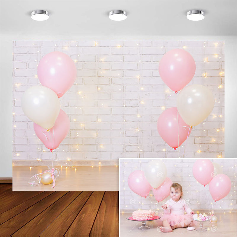 Fondo de fotografía para niña, fiesta de cumpleaños, luz, pared de ladrillo, globo, retrato de bebé y niño, fondo para sesión fotográfica de estudio fotográfico