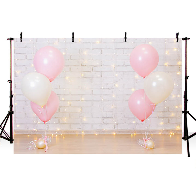 Photographie toile de fond fille fête d'anniversaire lumière brique mur ballon bébé enfant Portrait fond pour Photo Studio Photocall