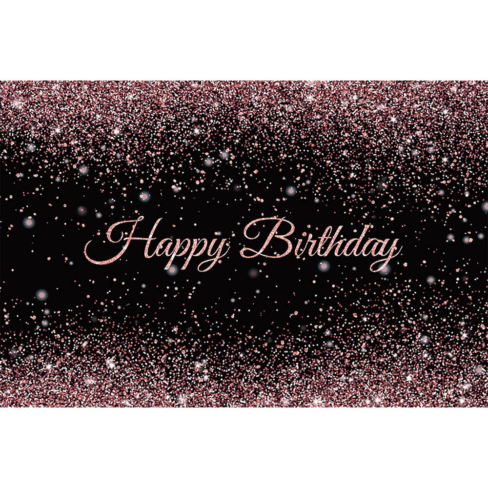 Photography Backdrop Happy Birthday Background for Women Rose Gold Dots Birthday Cake Table Decoration Backdrops Glitter Bokeh