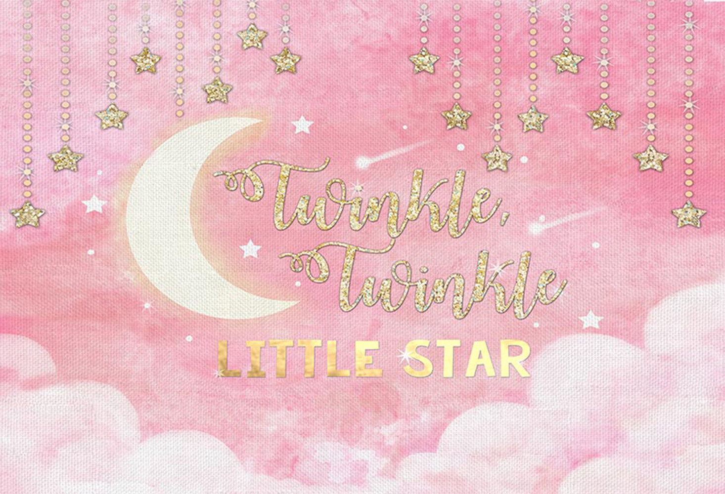 Twinkle Twinkle Little Star Background for Picture Moon Baby Photo backdrop Pink Kids Party Banner Background Clouds Decor