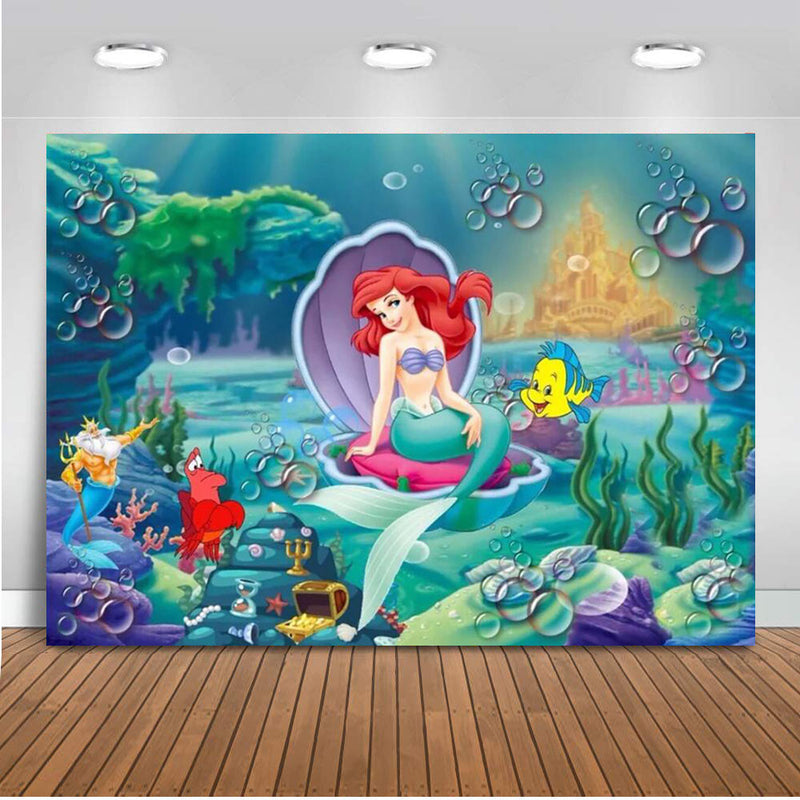 Photography Backdrop Under the Sea Ariel Princess Little Mermaid Rocks Corals Custom Photo Studio Backdrop Background