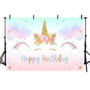 Photography Backdrop Unicorn Rainbow Stars Clouds Birthday Party Background Photocall Photobooth Photo Studio Backdrop Prop