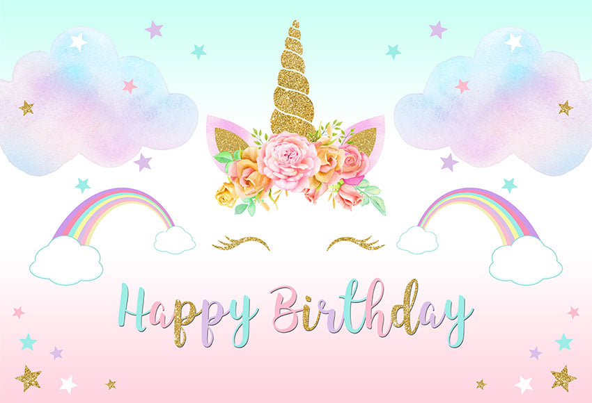 Photography Backdrop Unicorn Rainbow Stars Clouds Birthday Party Background Photocall Photobooth Photo Studio Backdrop Prop