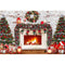 Photography Backdrop Winter Christmas Fireplace Photoshoot Brick Wall Merry Xmas Party Background Decorations Socks Gifts Wreath
