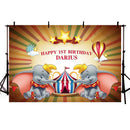 Photography Backdrops Custom Dumbo Elephant Circus Tent Happy Birthday Baby Child Photo Studio Backdrop Photocall