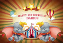 Fondos de fotografía de 1er cumpleaños para bebé, carpa de circo con elefante Dumbo personalizado, telón de fondo para estudio fotográfico de feliz cumpleaños para bebé y niño 