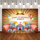 Fondos de fotografía de 1er cumpleaños para bebé, carpa de circo con elefante Dumbo personalizado, telón de fondo para estudio fotográfico de feliz cumpleaños para bebé y niño 