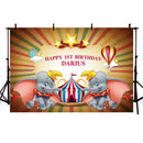 Fondos de fotografía de 1er cumpleaños para bebé, carpa de circo con elefante Dumbo personalizado, telón de fondo para estudio fotográfico de feliz cumpleaños para bebé y niño 