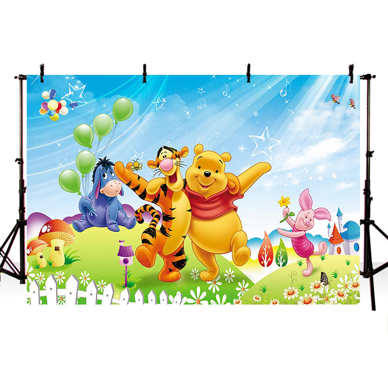 Photography Backdrops Winnie Pooh theme Photo Studio Background Children birthday party decoration supplies cartoon anime prop