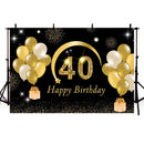 Photography Background 40th Party Balloon Adult Women Girls Lady Forty Years Old Happy Birthday Backdrop Photo Studio