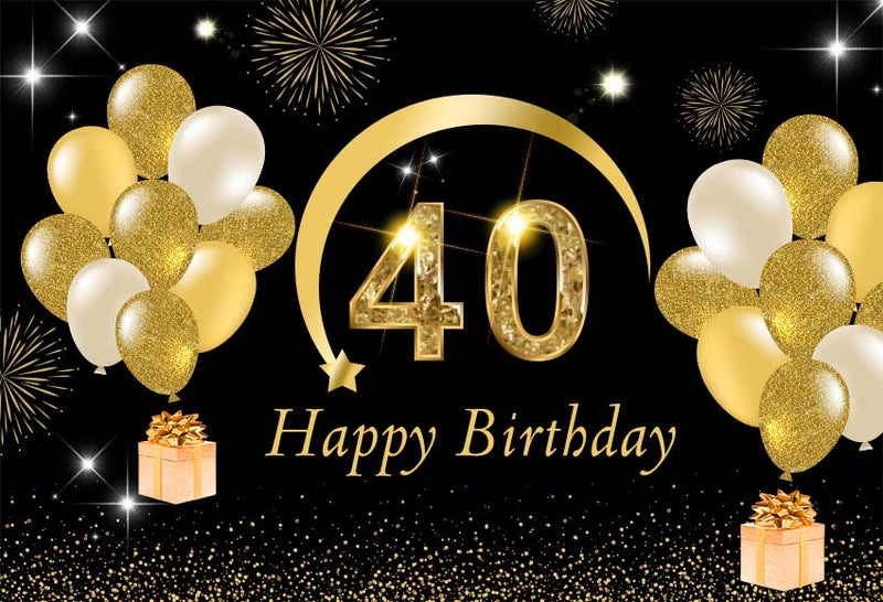 Photography Background 40th Party Balloon Adult Women Girls Lady Forty Years Old Happy Birthday Backdrop Photo Studio