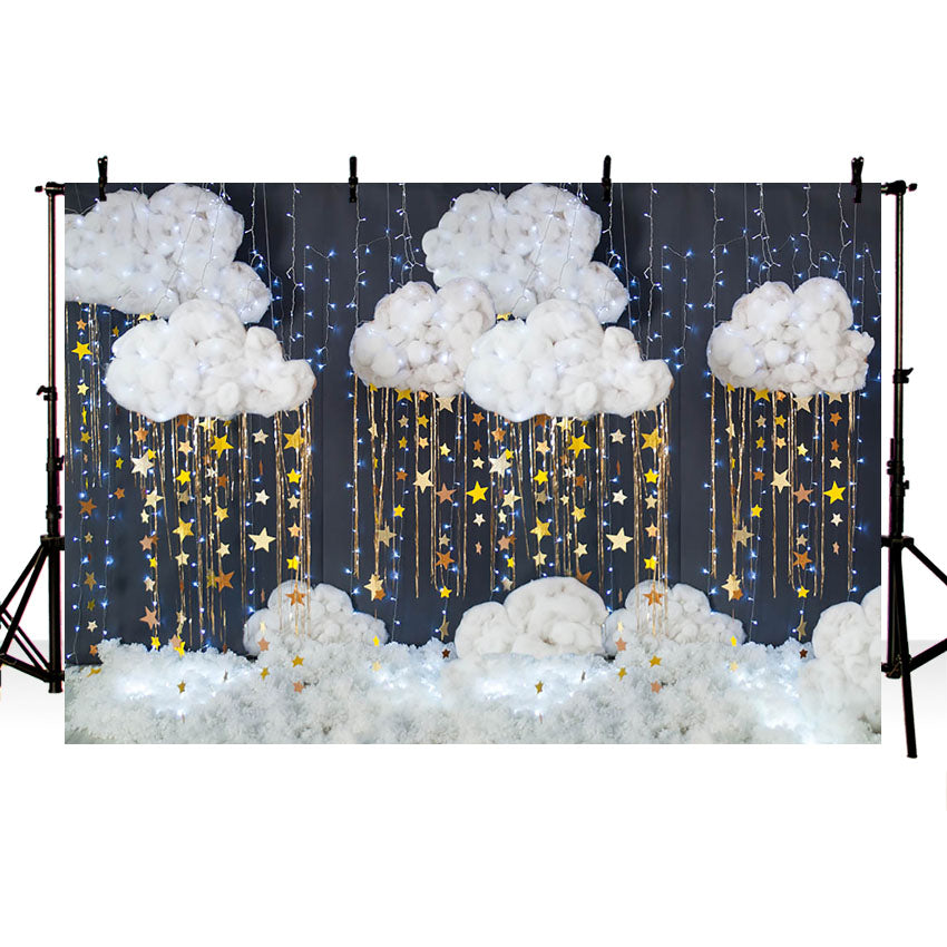 Photography Background Baby Shower Star Cloud Decor Blue Backdrop Photocall Photo Studio Backdrop Photo Prop