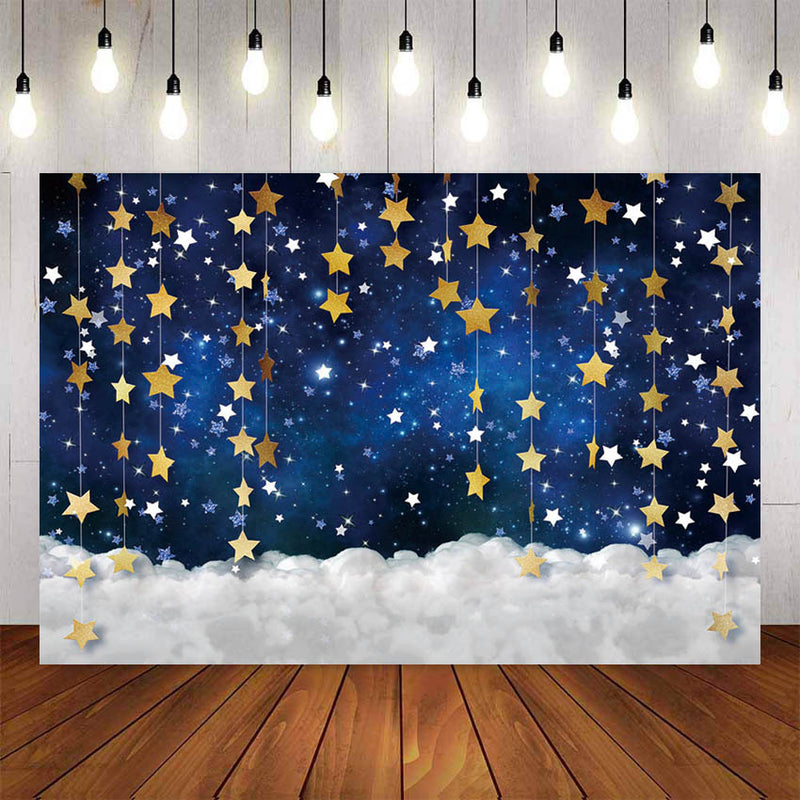 Twinkle Twinkle Little Star Photography Backdrops Navy Blue Background Backdrops Props Clouds Baby Shower Vinyl photo Backdrop