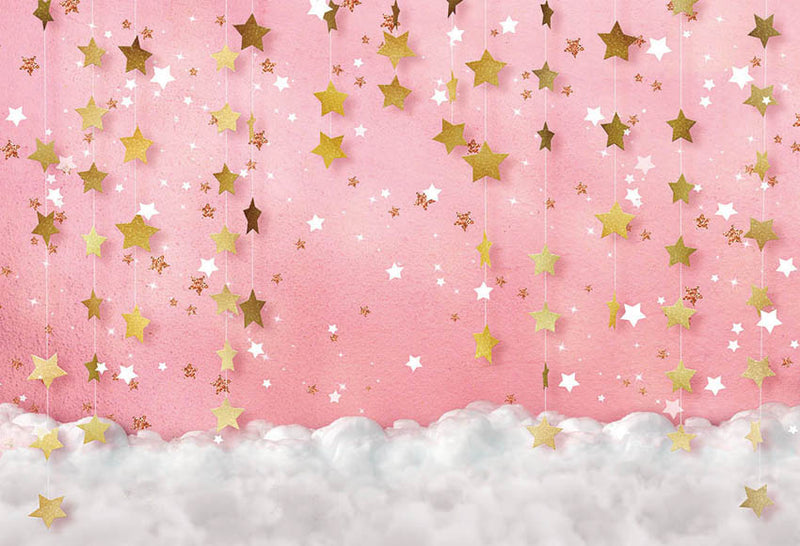 Scintillement scintillant petite étoile photographie décors rose fond décors accessoires nuages ​​bébé douche vinyle photo toile de fond filles