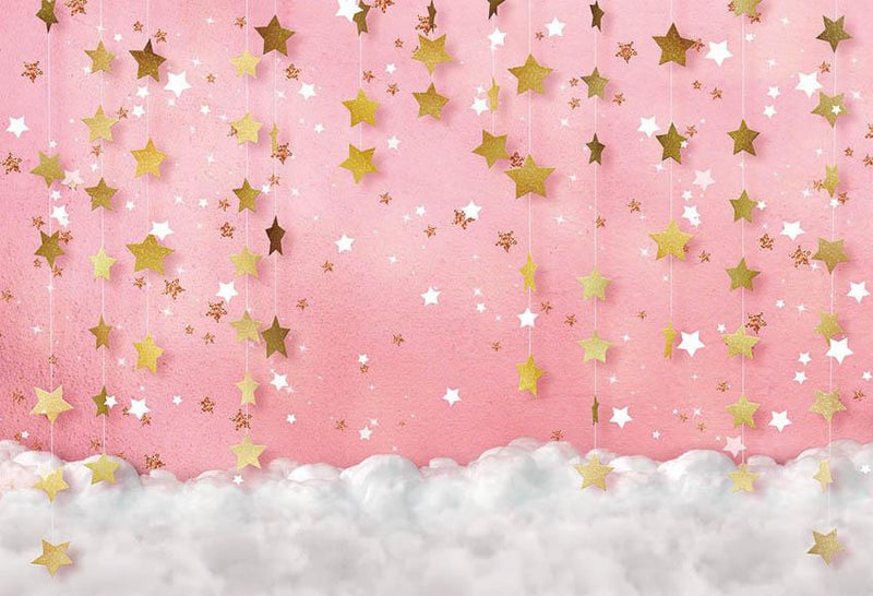 Twinkle Twinkle Little Star Photography Backdrops Pink Background Backdrops Props Clouds Baby Shower Vinyl photo Backdrop Girls