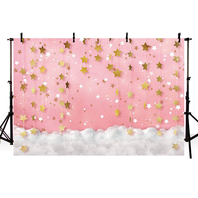 Twinkle Twinkle Little Star Photography Backdrops Pink Background Backdrops Props Clouds Baby Shower Vinyl photo Backdrop Girls