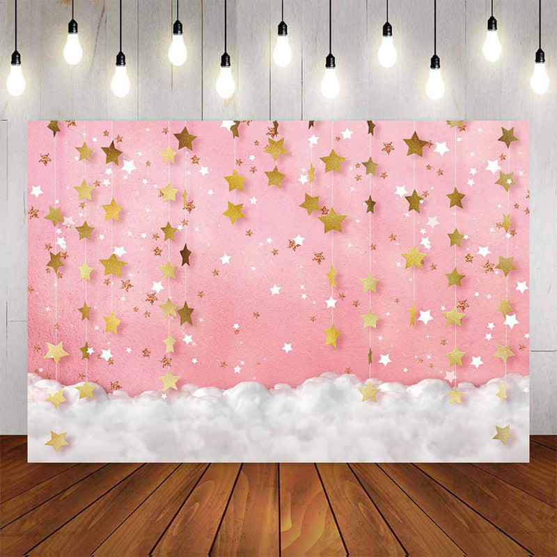 Scintillement scintillant petite étoile photographie décors rose fond décors accessoires nuages ​​bébé douche vinyle photo toile de fond filles