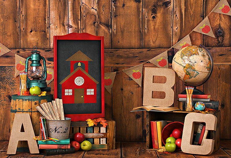 Fondo de fotografía libro de regreso a la escuela tablones de fiesta de madera decoración telón de fondo sesión fotográfica estudio fotográfico utilería