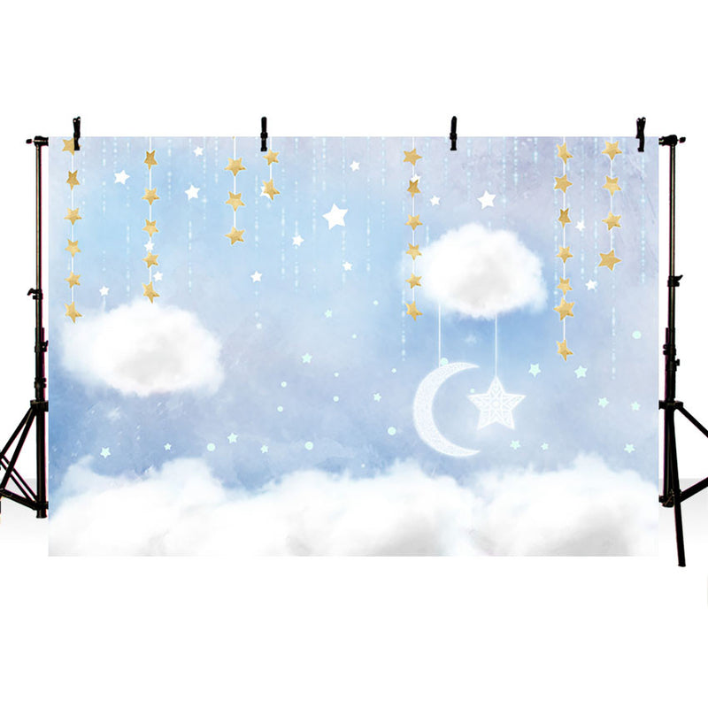 Photography Background Blue White Cloud Birthday Boy Baby Shower Party Twinkle Twinkle Little Star Backdrop Photo Studio
