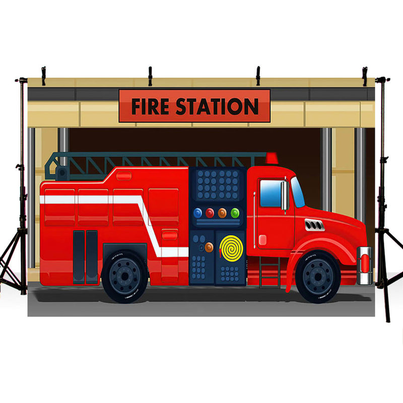 Photography Background Boys Firefighter Fire Station Fire Truck Kid Boy Birthday Party Decor Backdrop Photo Studio Prop