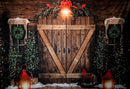 Photography Background Christmas Barn Doors Lights Rustic Wooden Kids Family Portrait Decor Backdrop Photo Studio Props