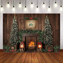 Arrière-plan de photographie, décoration de noël, arbre rétro Vintage, cheminée murale en bois, arrière-plan de Studio Photo pour séance Photo 