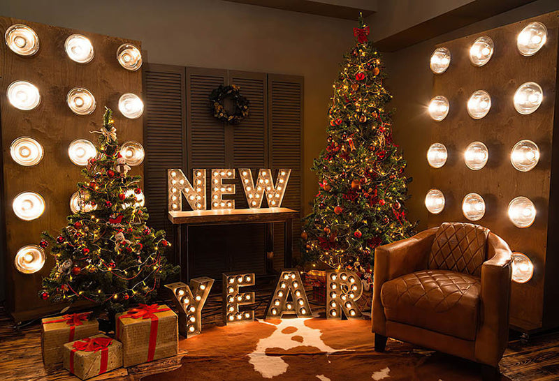 Arrière-plan de photographie de noël, lumières à paillettes pour salle intérieure, décor de Portrait de famille d'enfant, accessoire de Studio Photo