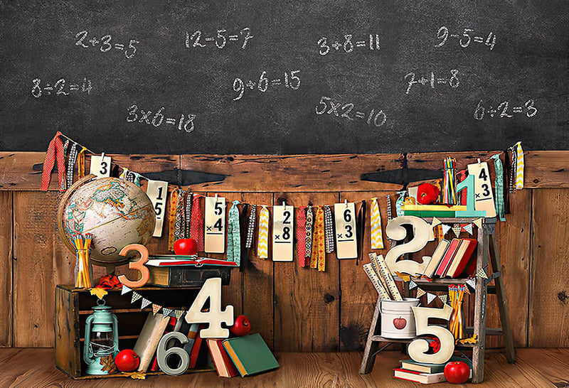 Photography Background Classroom Chalkboard Back to School Globe Kid Portrait Birthday Decoration Backdrop Photo Studio